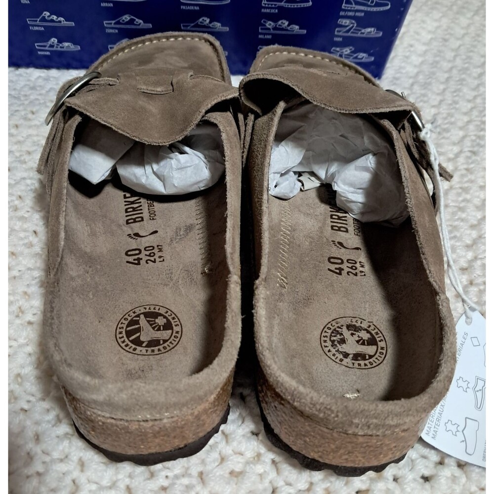 Birkenstock BUCKLEY Suede Clog GRAY TAUPE Narrow EU 40 NEW - Picture 6 of 16